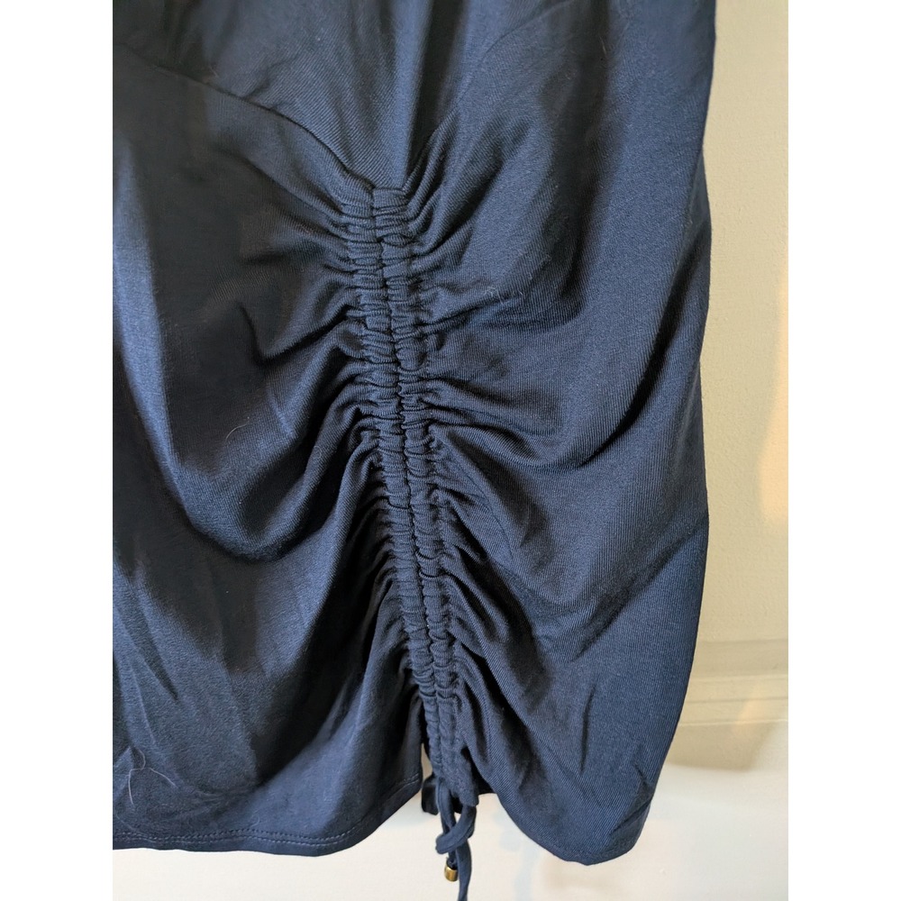 Trina Turk Womens Navy Blue Ruched Draped Surplice Sleeveless Blouse Size M - Picture 3 of 5